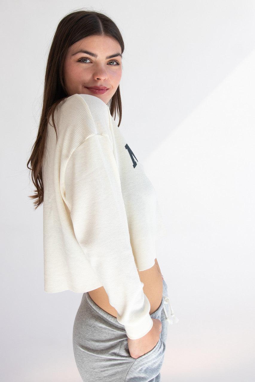 Waffle Knit New York Crop Top Product Image