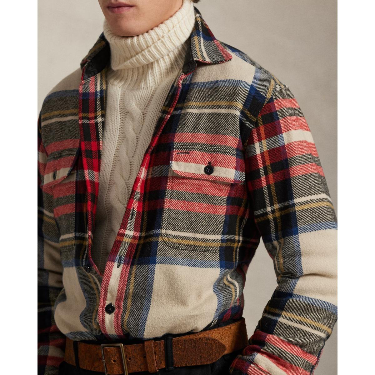 Plaid Flannel Workshirt Cream Red Multi Product Image