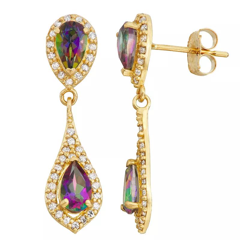 Tiara 10k Gold 1/3 Carat T.W. Diamond Mystic Topaz Drop Earrings, Women's Product Image