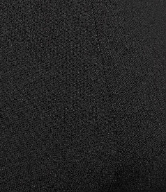 Multiples Solid 4-Way Stretch Ponte Elastic No-Waist Pintuck Pull-On Ankle Pants Product Image