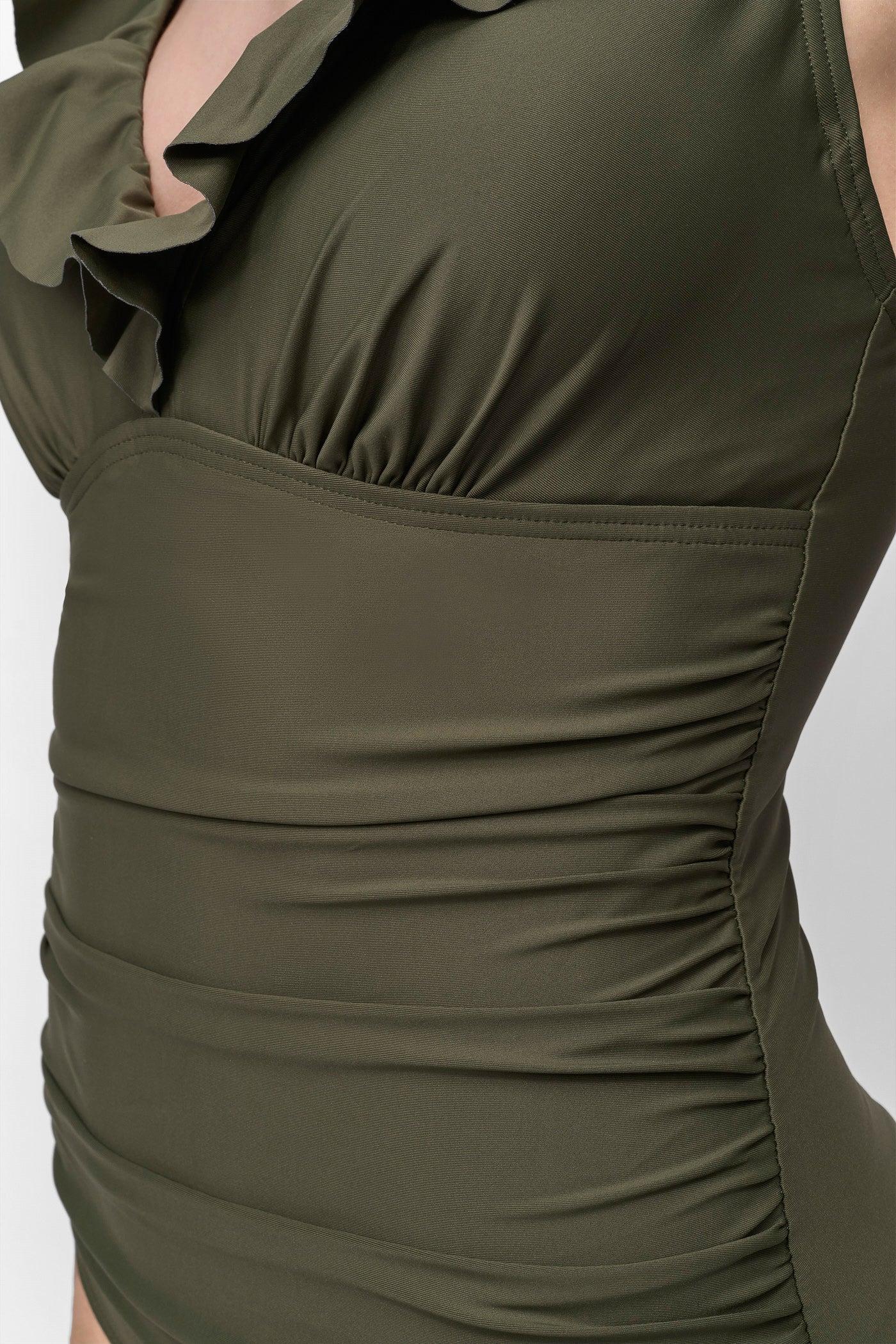 RUFFLED PLUNGE V-NECK ONE PIECE Product Image