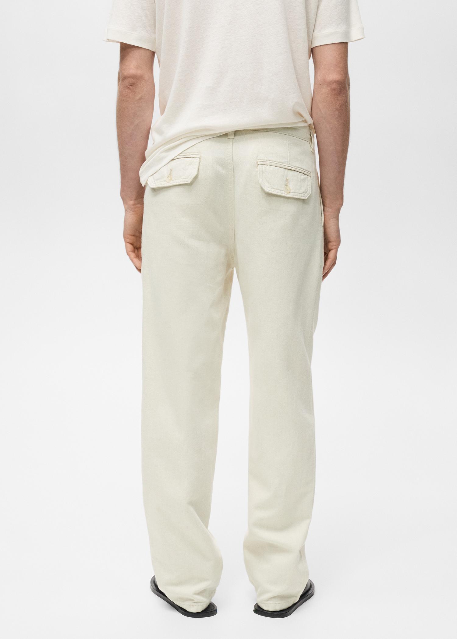 Linen-blend regular-fit pleated jeans - Men | MANGO USA Product Image
