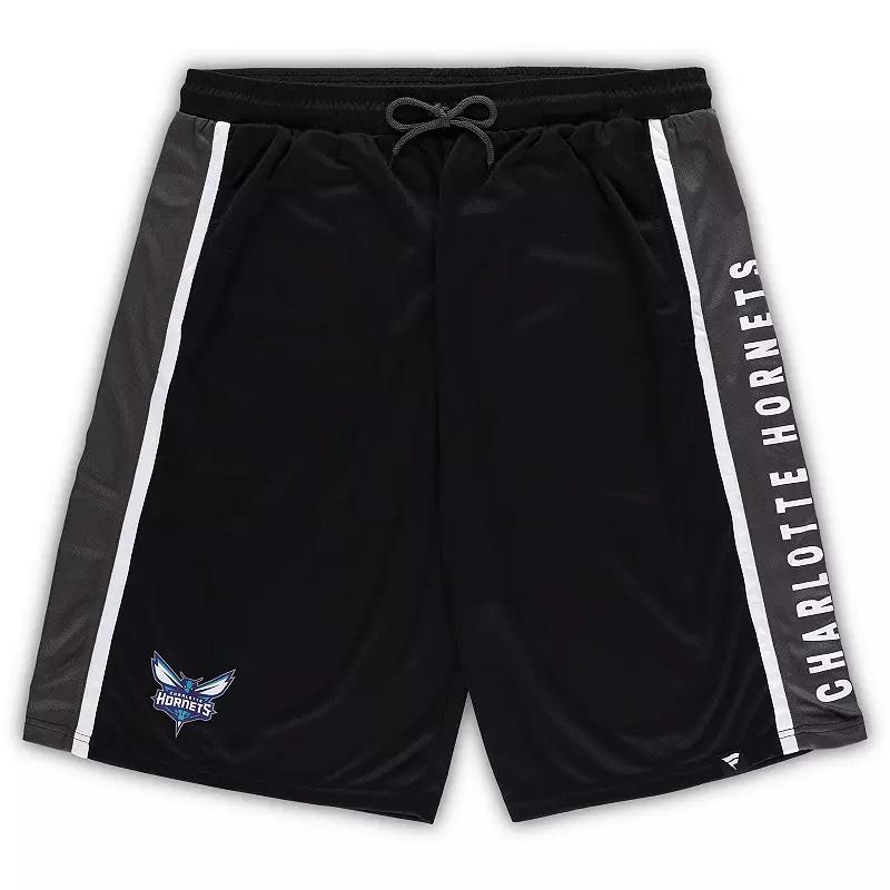 Men's Fanatics Branded Black Charlotte Hornets Big & Tall Referee Iconic Mesh Shorts,  Product Image