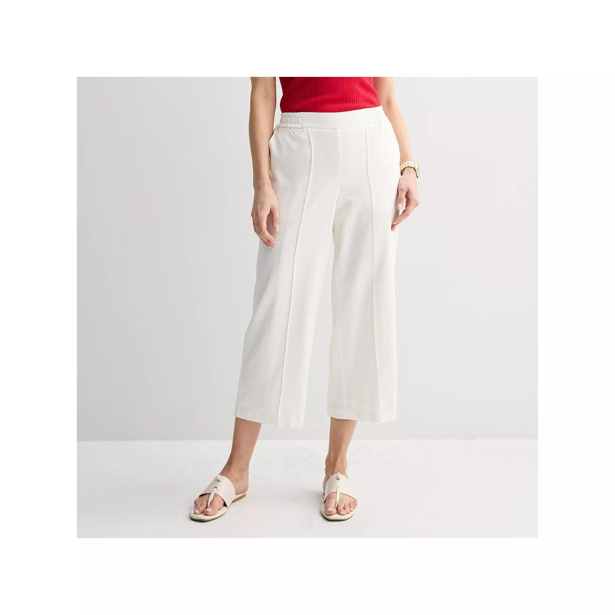 Petite Nine West Cropped Pintuck Pants, Women's, Size: Large Petite, White Knight Product Image