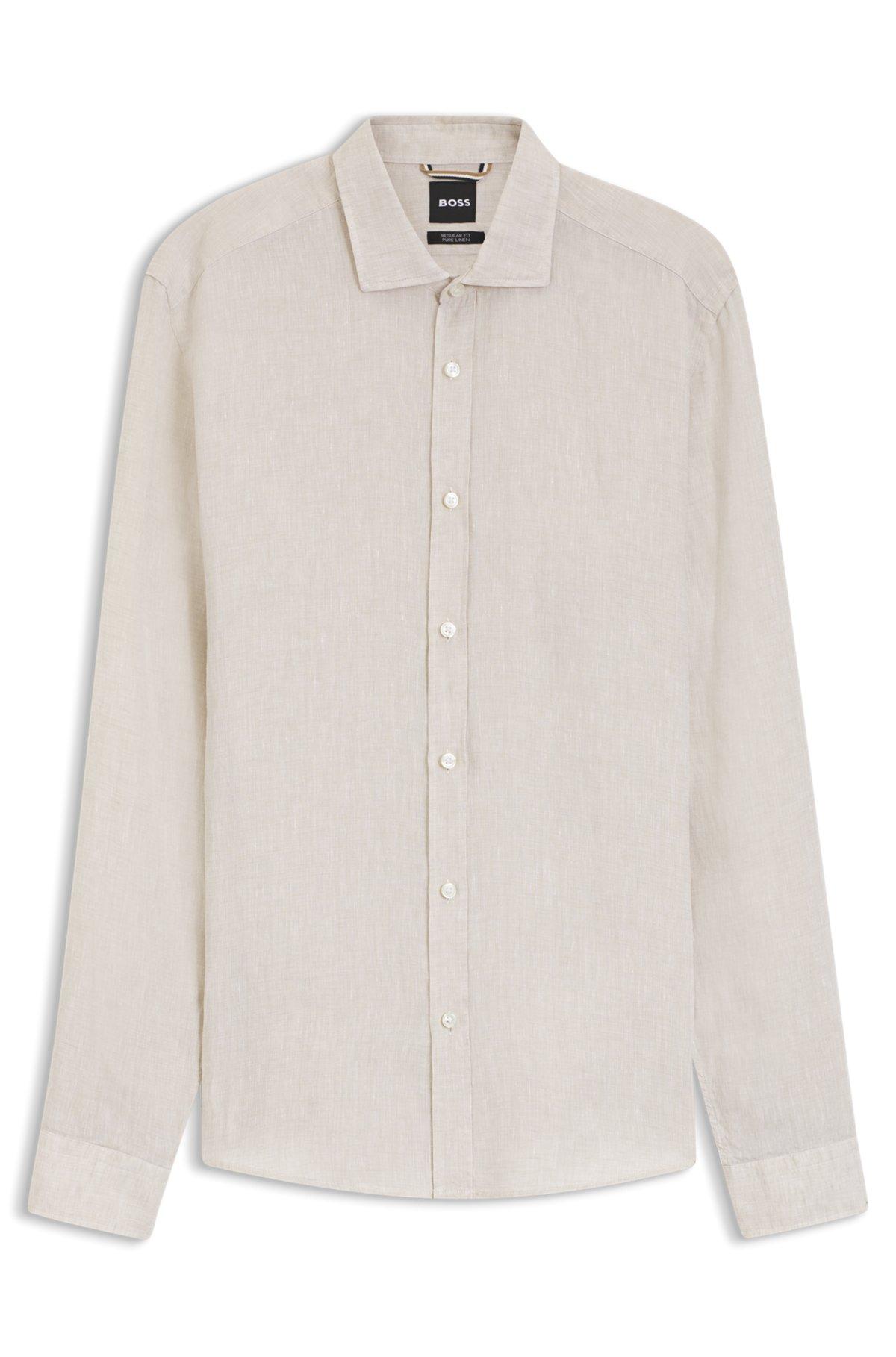 Regular-fit shirt in washed linen Product Image