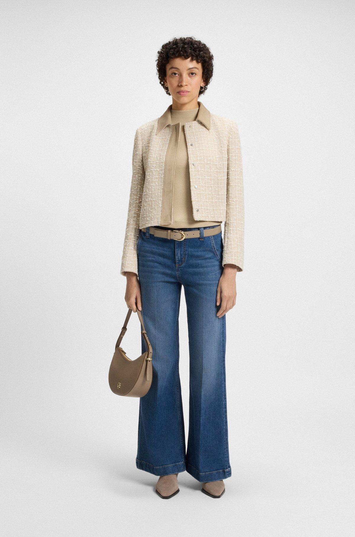 BOSS - Regular-fit jeans in mid-blue Italian stretch denim - Dark Blue Product Image