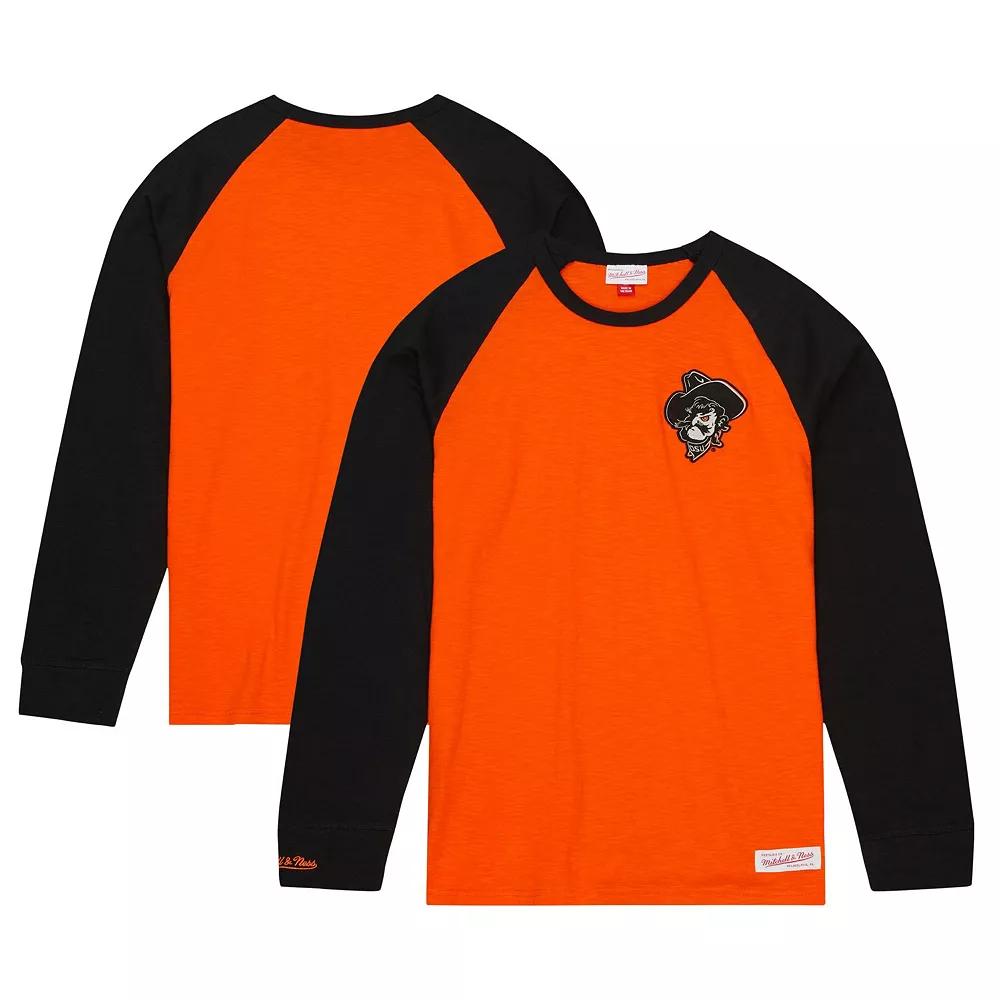Men's Mitchell & Ness Orange Oklahoma State Cowboys Legendary Slub Raglan Long Sleeve T-Shirt, Size: XL Product Image