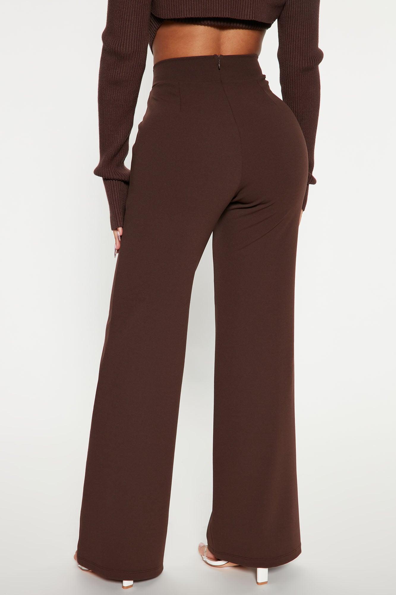 Petite Victoria High Waisted Dress Pants - Chocolate Product Image