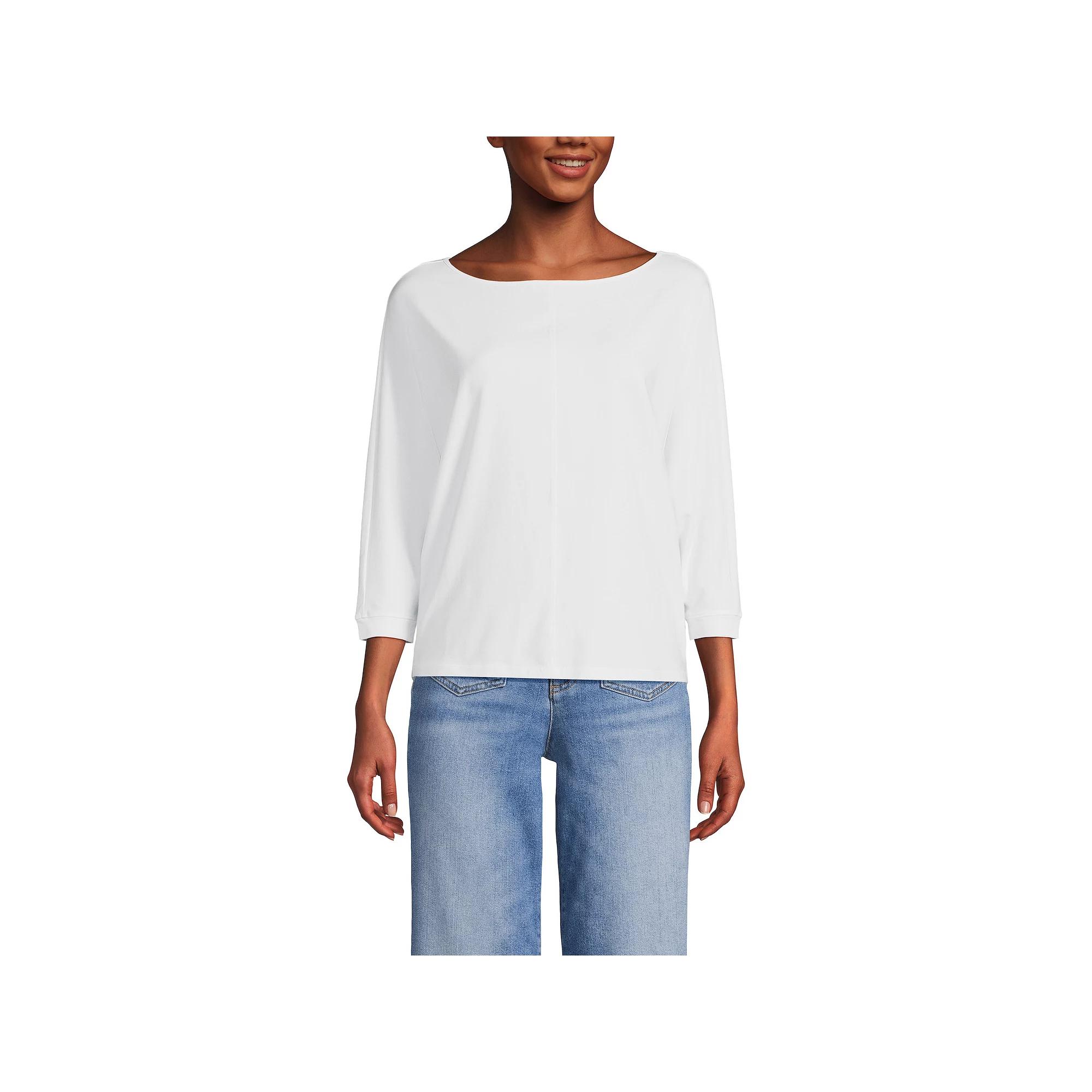 Women's Lands End Lightweight Jersey Boatneck Dolman Sleeve Top,  Product Image