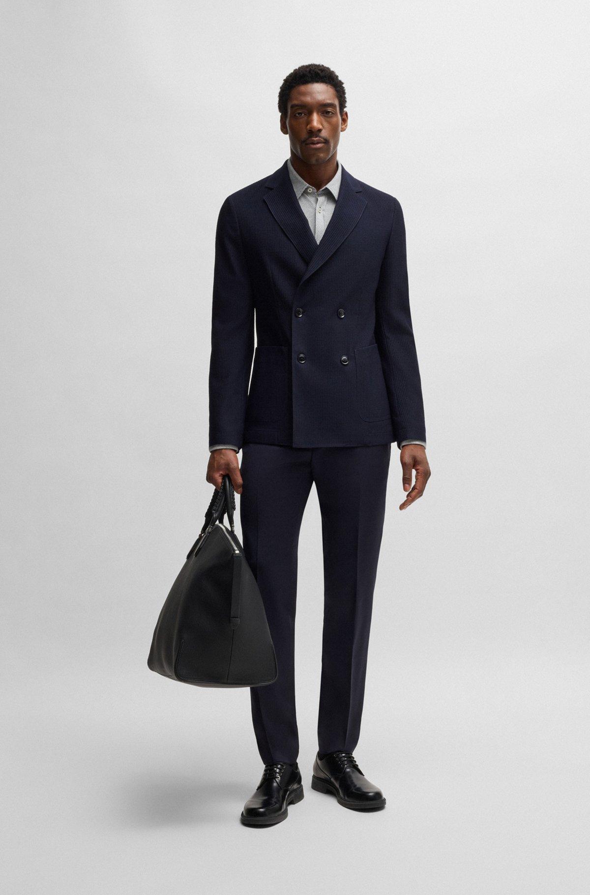 Slim-fit shirt in patterned cotton jacquard Product Image