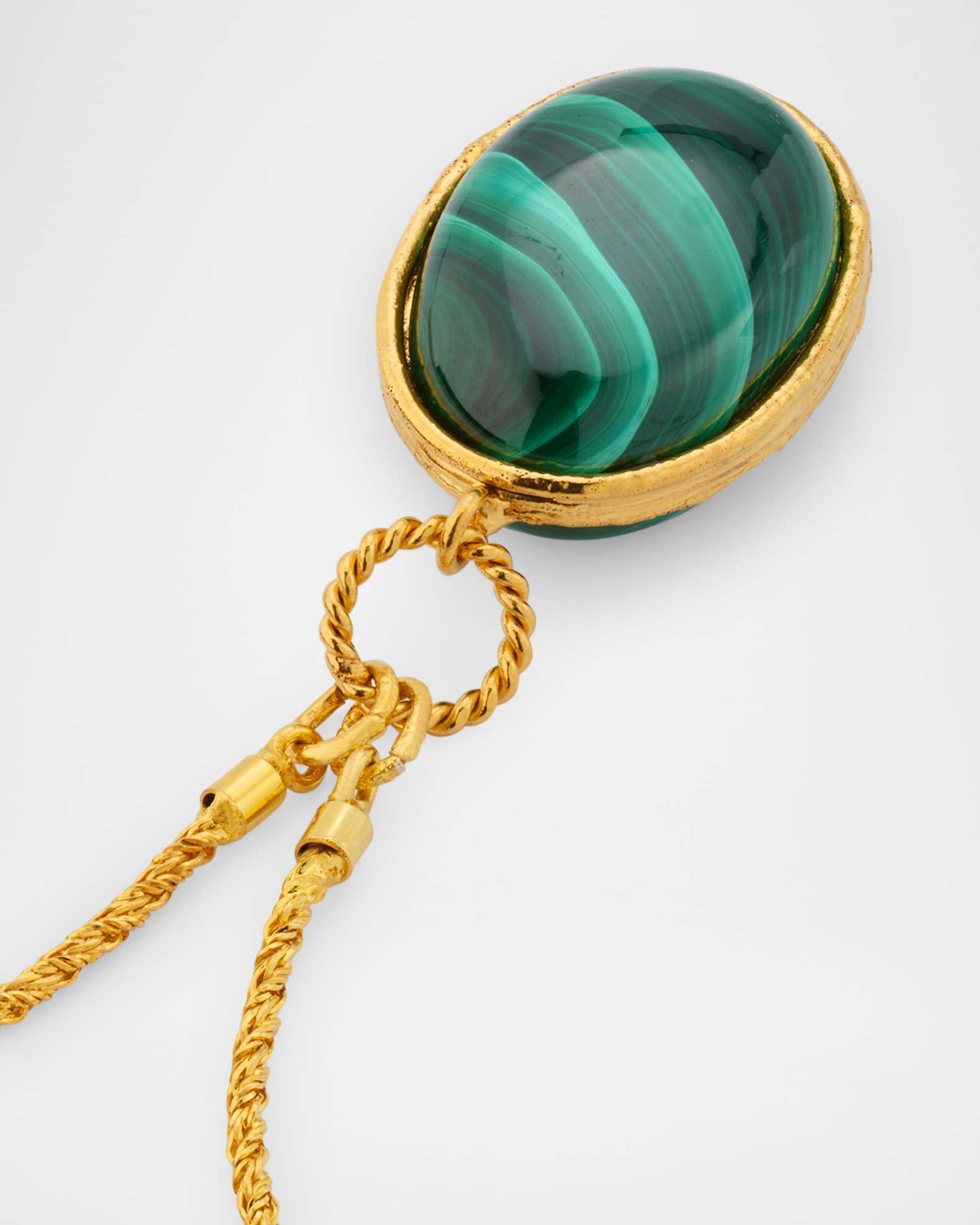 Oval Malachite Pendant Necklace Product Image