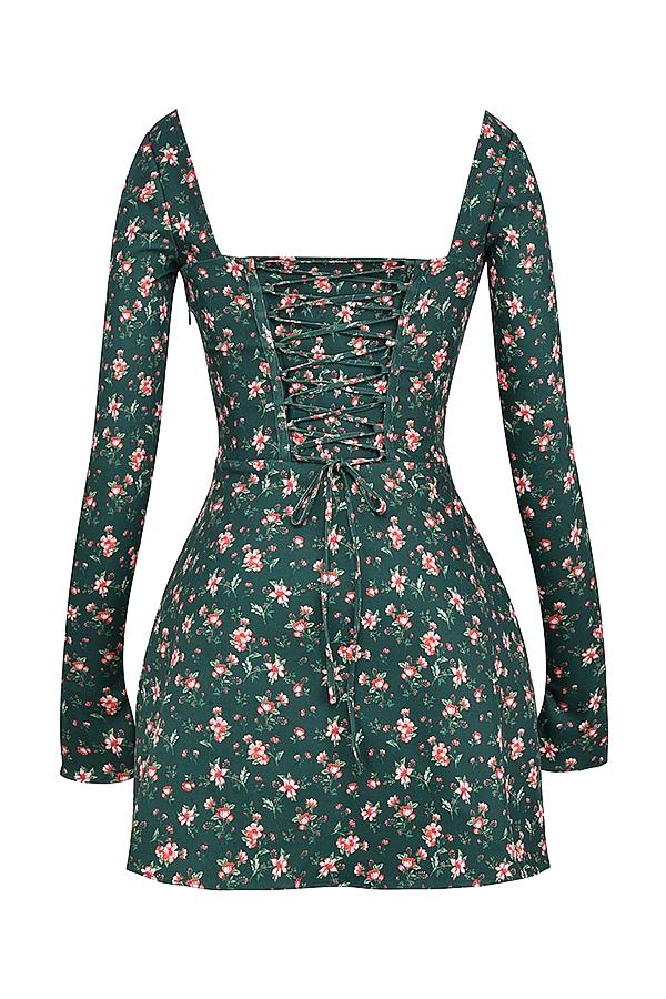 Malika  green floral corset mini dress Product Image