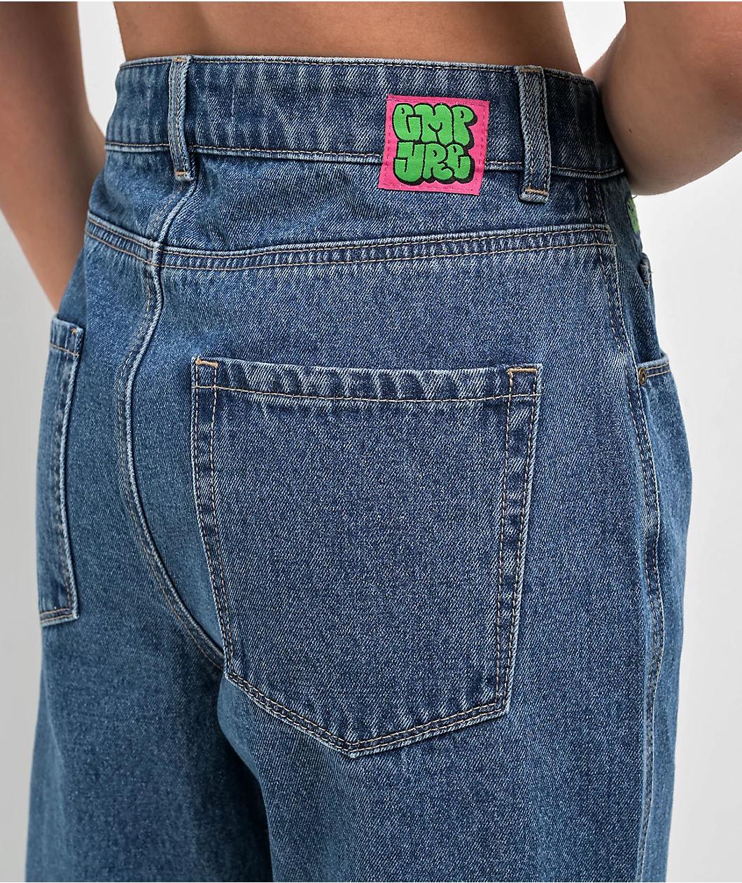 Empyre Tori Dragon Embroidery Blue Denim Skate Jeans Product Image