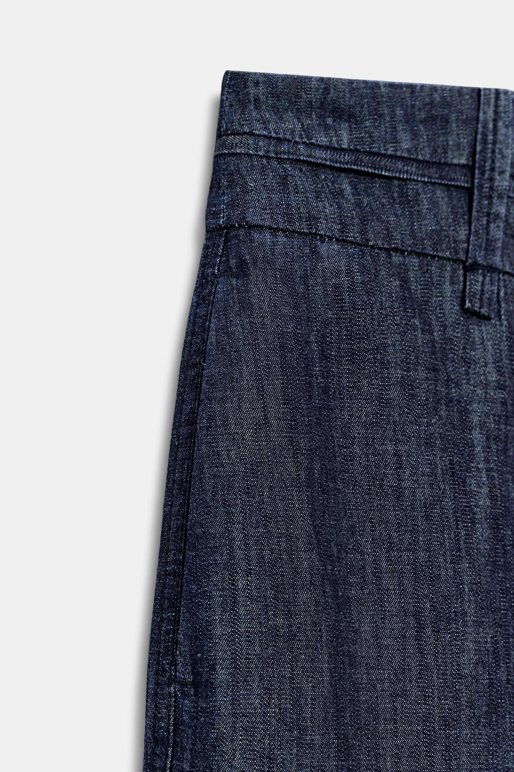 WIDE-LEG LINEN BLEND PANTS Product Image