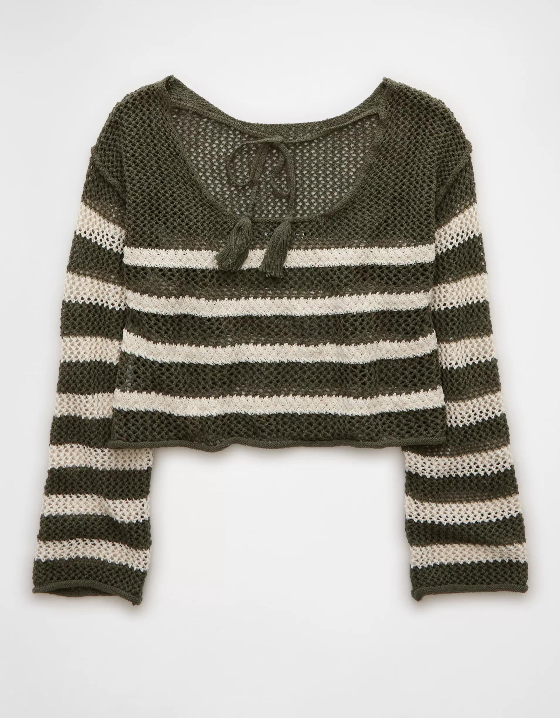 AE Off The Shoulder Crochet Sweater Product Image