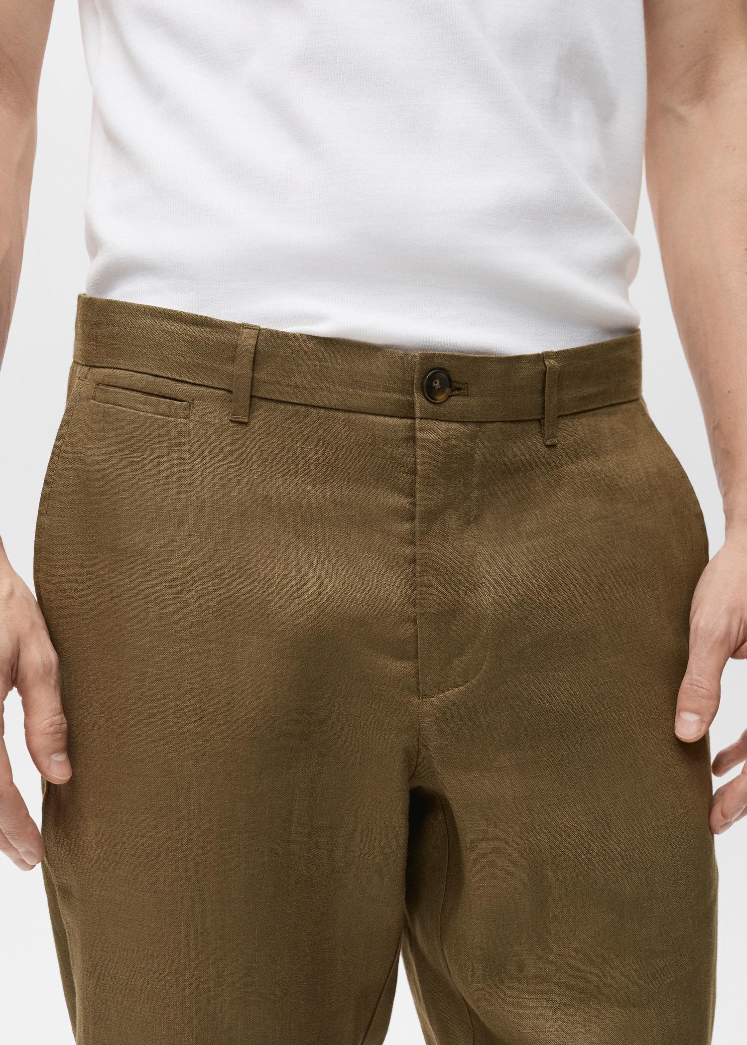Slim-fit 100% linen pants - Men | MANGO USA Product Image