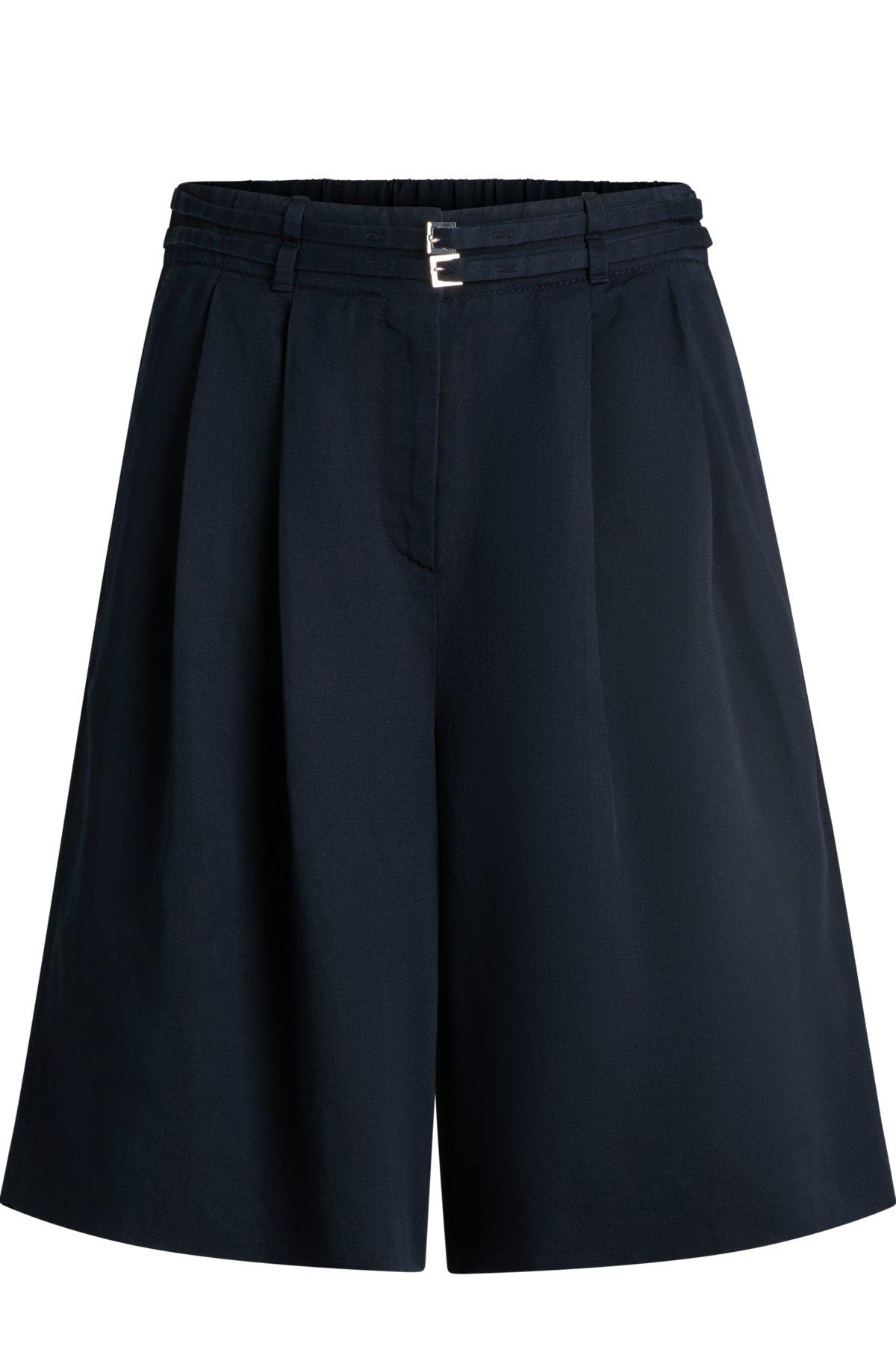 Relaxed-fit belted culottes with wide leg Product Image