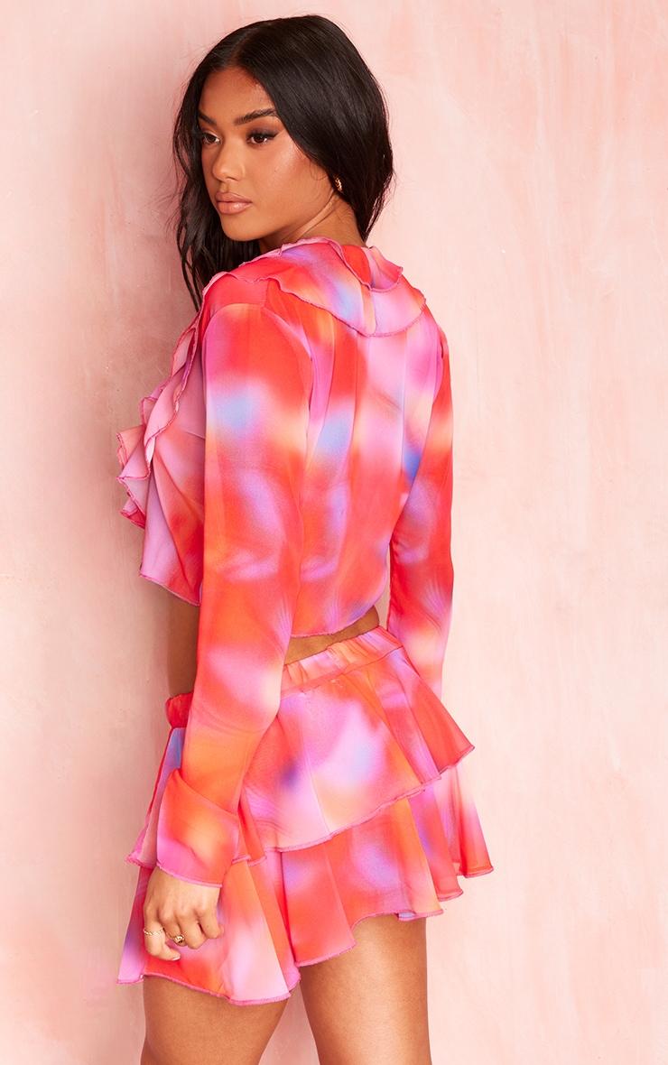 Multi Printed Chiffon Frill Tie Front Beach Top Product Image