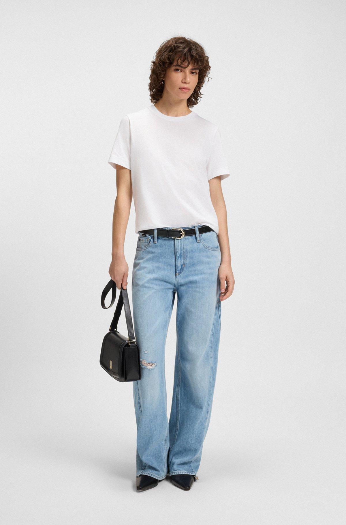 BOSS - Italian-leather saddle bag with signature hardware - Black Product Image