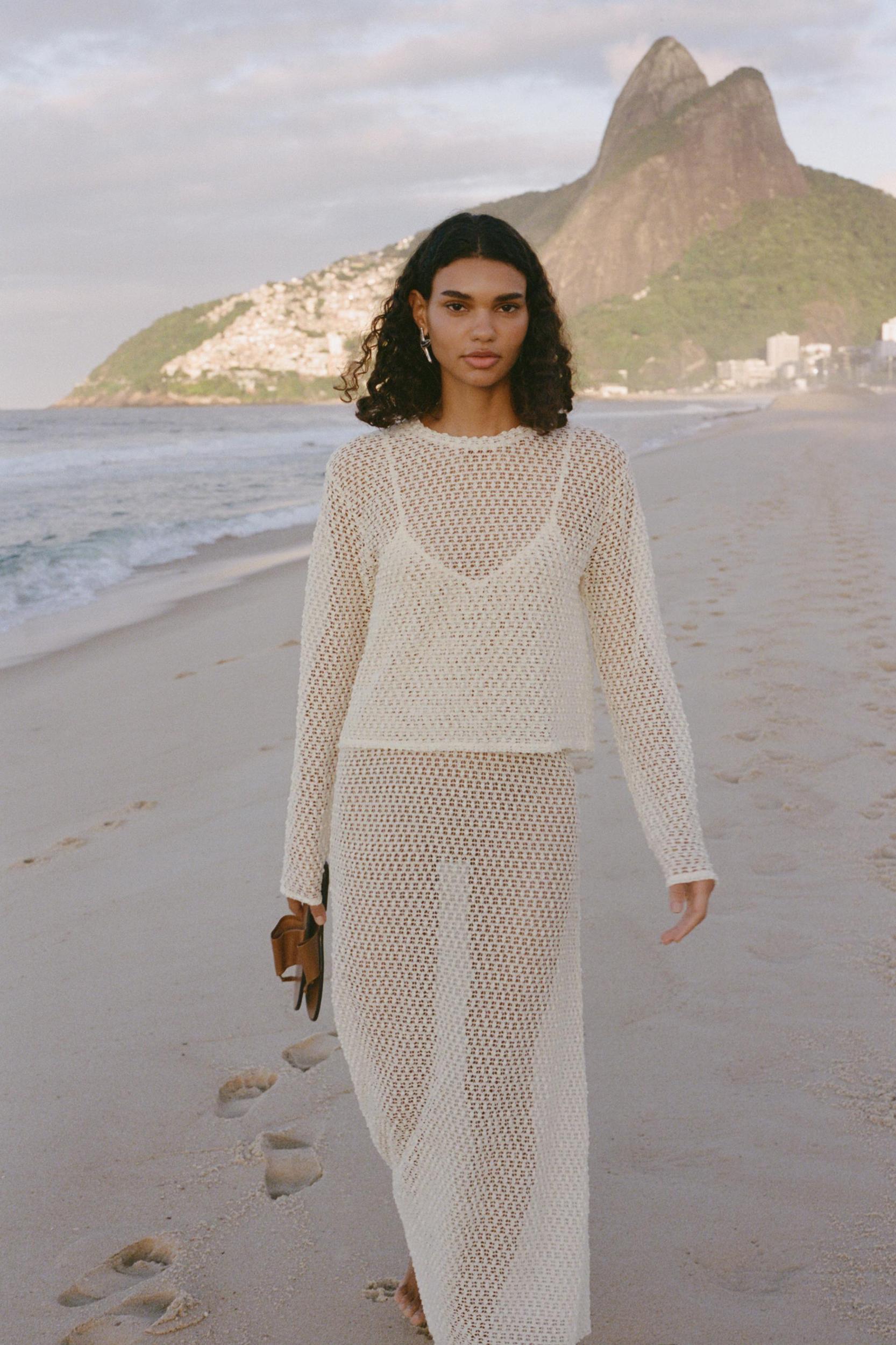 CROCHET LONG SLEEVE TOP Product Image