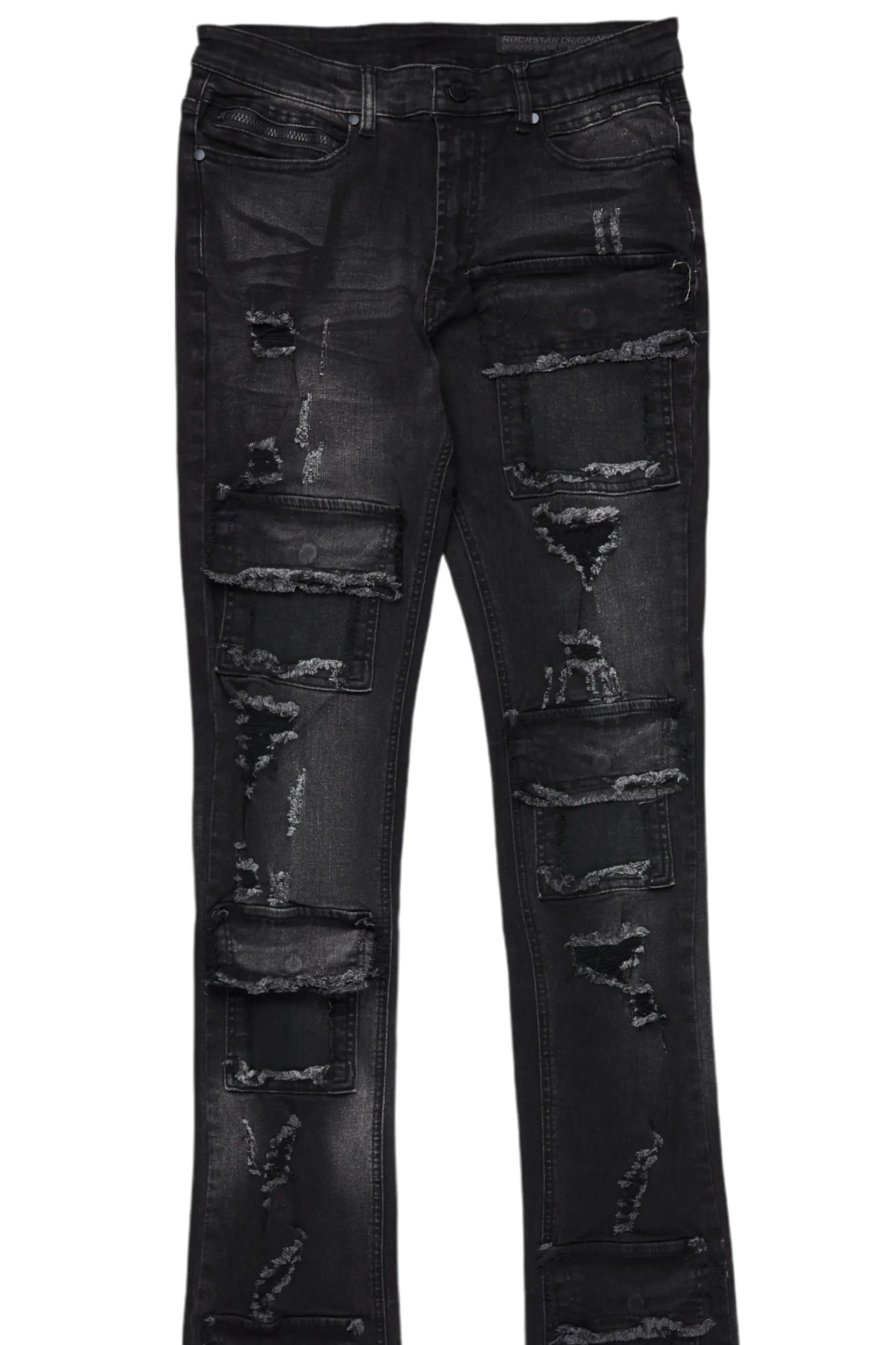 Pooja Jet Black Super Stacked Flare Jean Male Product Image