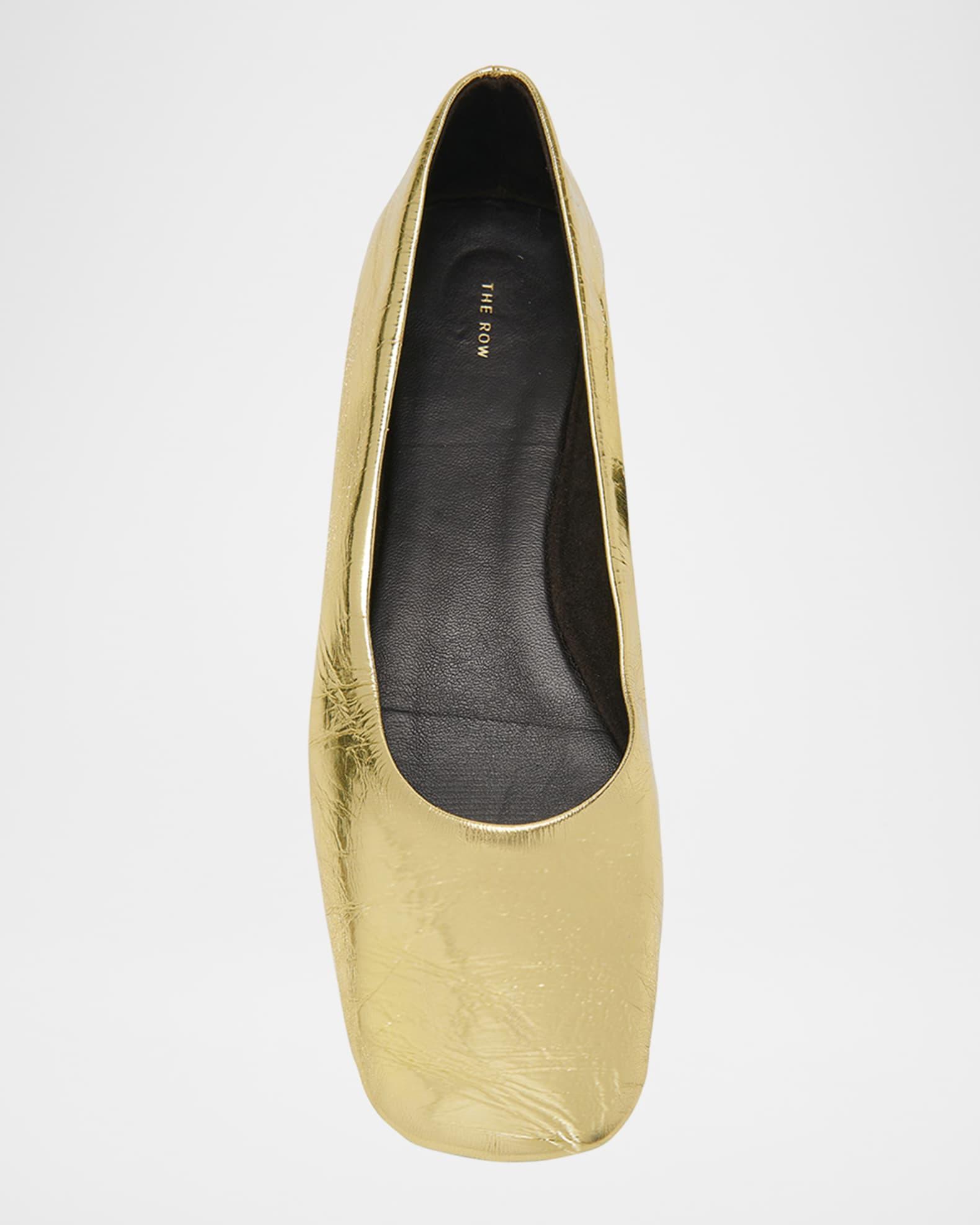 Metallic Leather Ballerina Flats Product Image