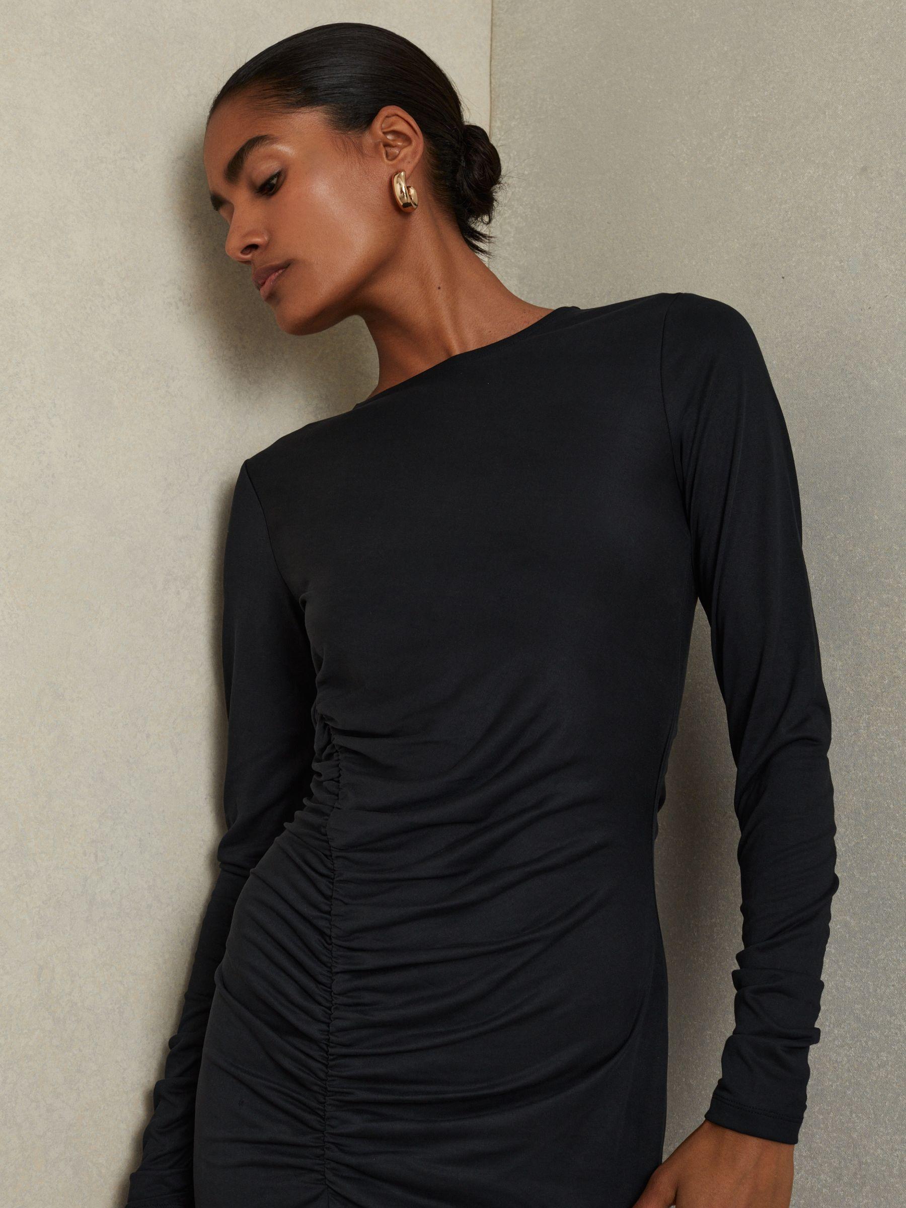Allie Charcoal Ruched Jersey Mini Dress Product Image