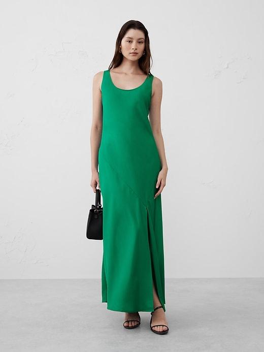 Silky Twill Slit Maxi Dress Product Image