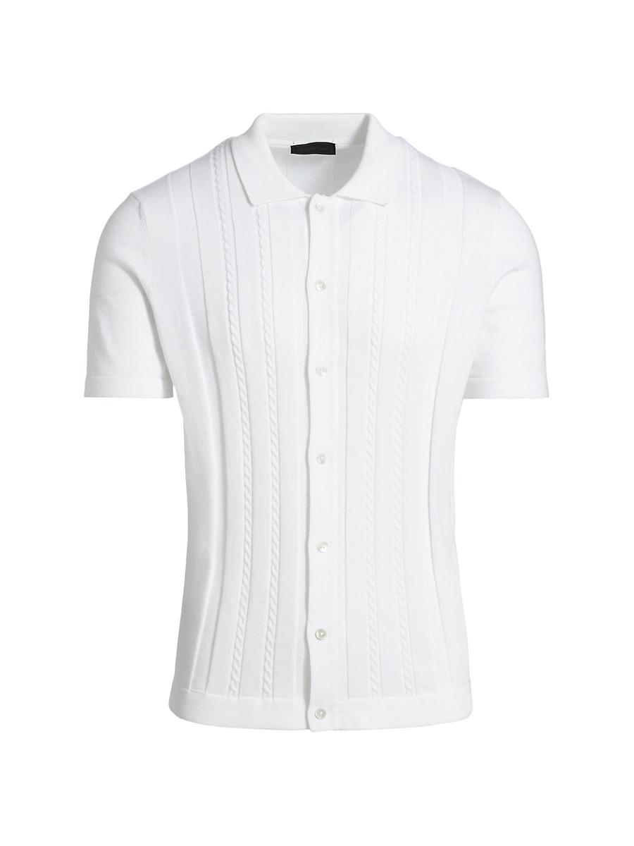 Mens Cable Cotton Polo Shirt Product Image