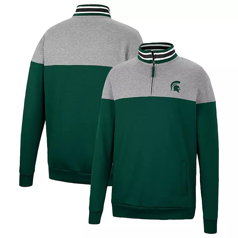 Men's Colosseum Green/Heather Gray Michigan State Spartans Be the Ball Quarter-Zip Top, Size: Medium Product Image