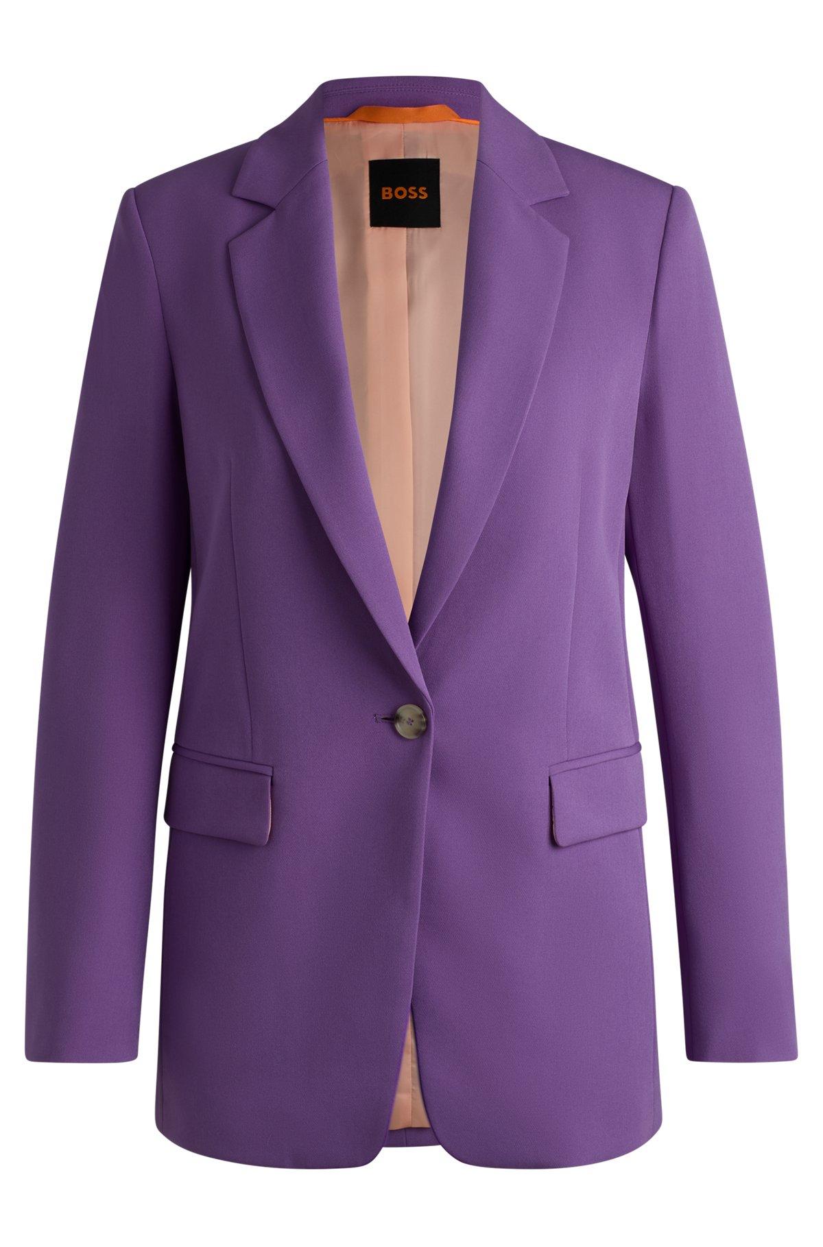 BOSS - Single-breasted jacket in stretch fabric - Light Purple Product Image