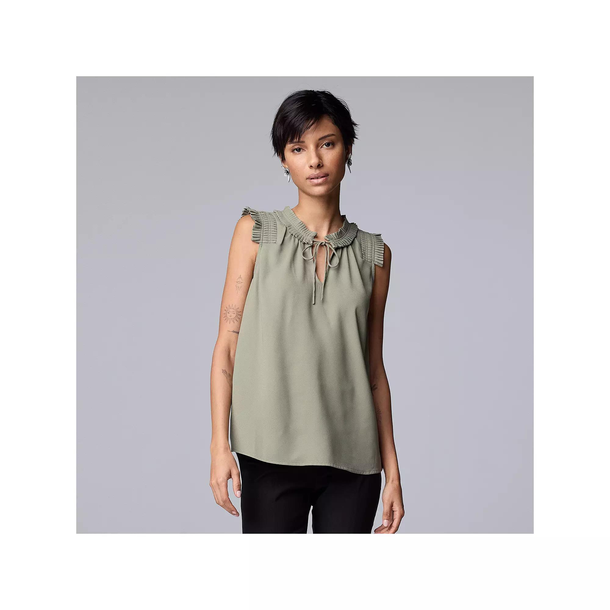 Women's Simply Vera Vera Wang Pleated Neck Top, Size: XXL, Erika Green Product Image