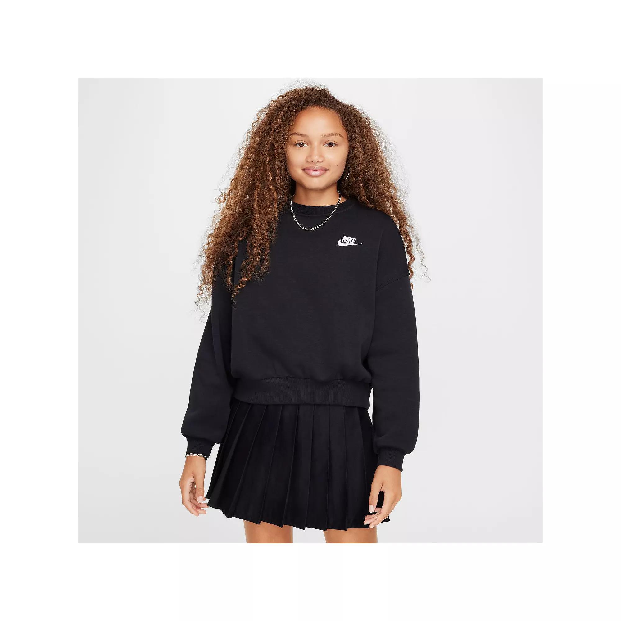 Girls 8-20 Nike Sportswear Club Embroidered Logo Fleece Crewneck Sweatshirt, Girl's,  Product Image