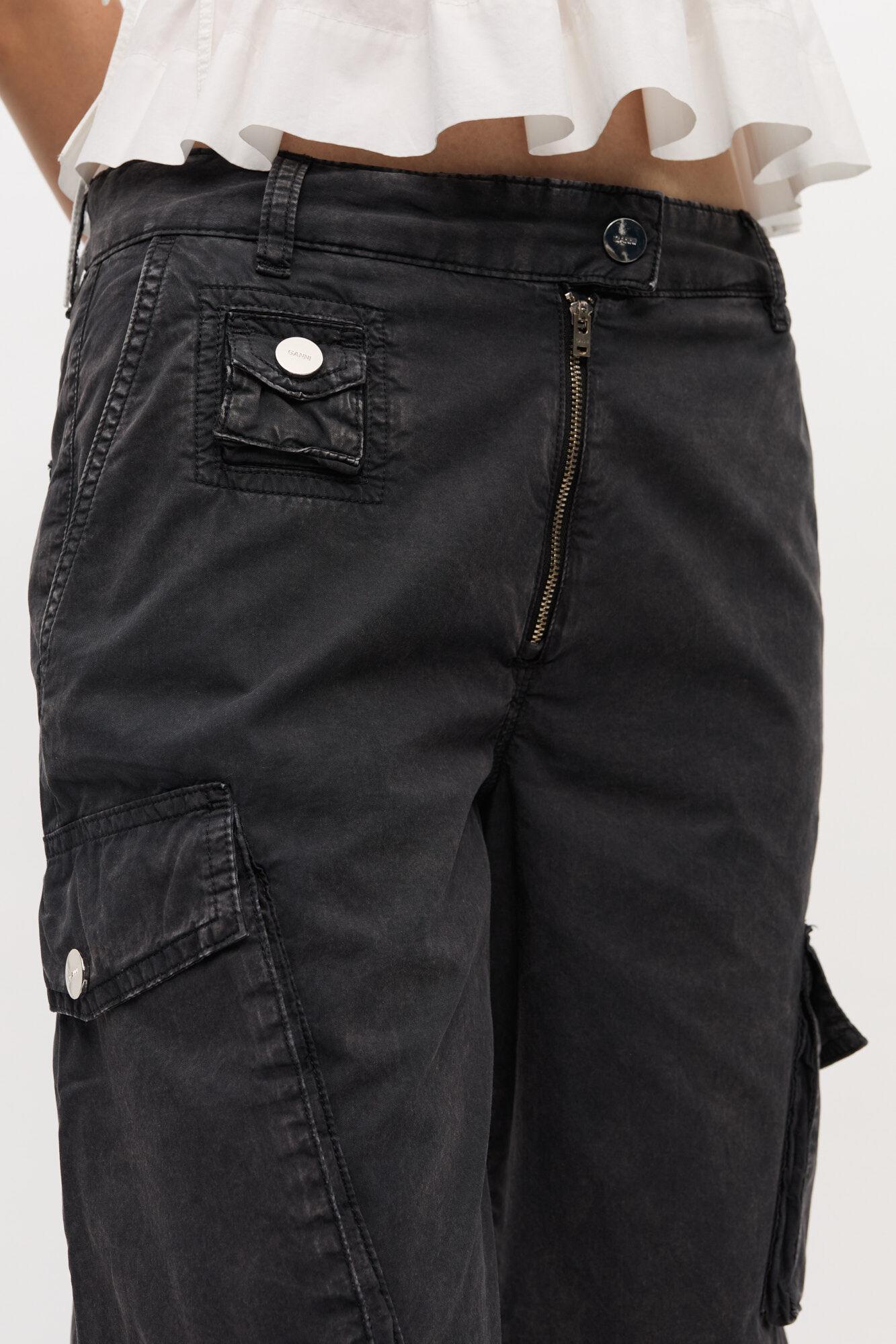 Black Washed Twill Pants Product Image
