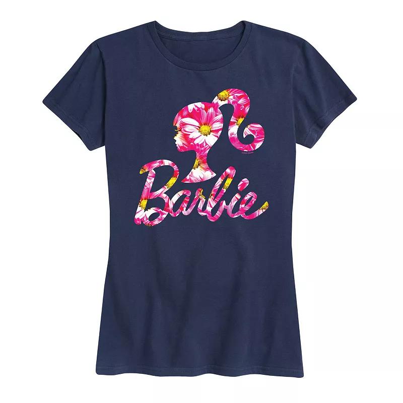 Women's Barbie Logo Pink Daisy Pattern Graphic Tee,  Product Image