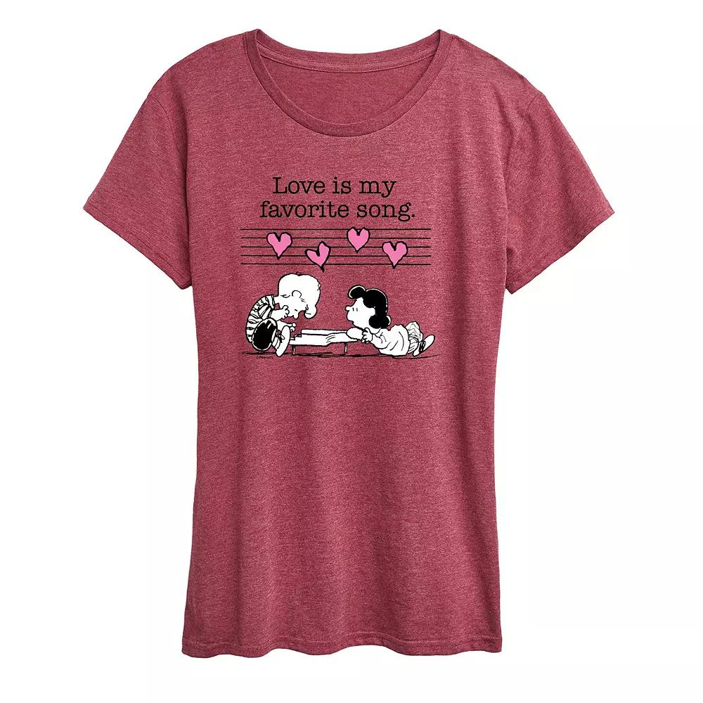 Women's Peanuts Valentine's Piano Graphic Tee,  Product Image
