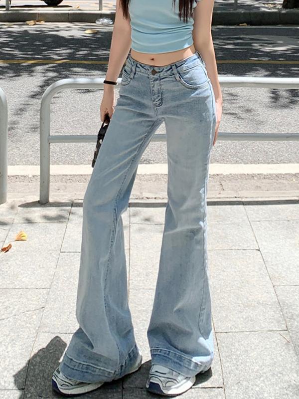 Bamboo Pattern Vintage Flare Jeans Product Image