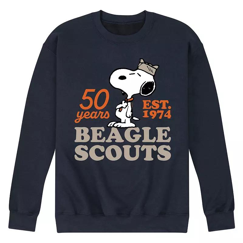 Mens Peanuts Beagle Scout Snoopy Hat Logo Fleece Sweatshirt Product Image