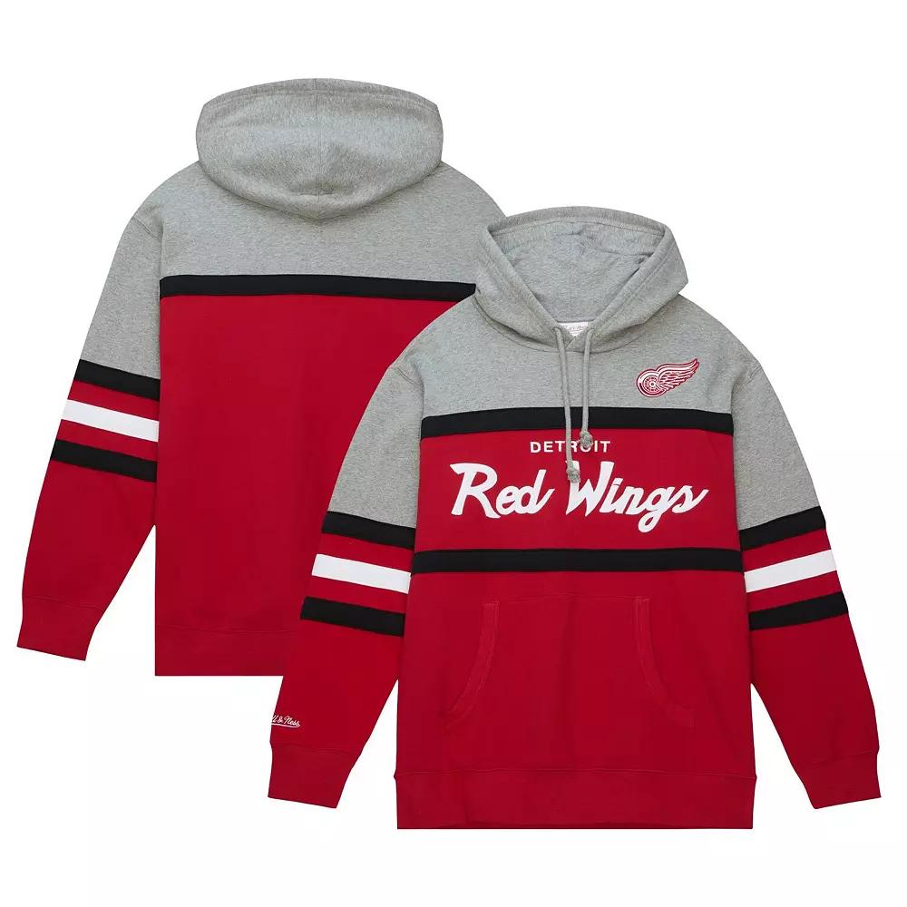 Men's Mitchell & Ness Red/Gray Detroit Red Wings Head Coach Pullover Hoodie, Size: Large Product Image