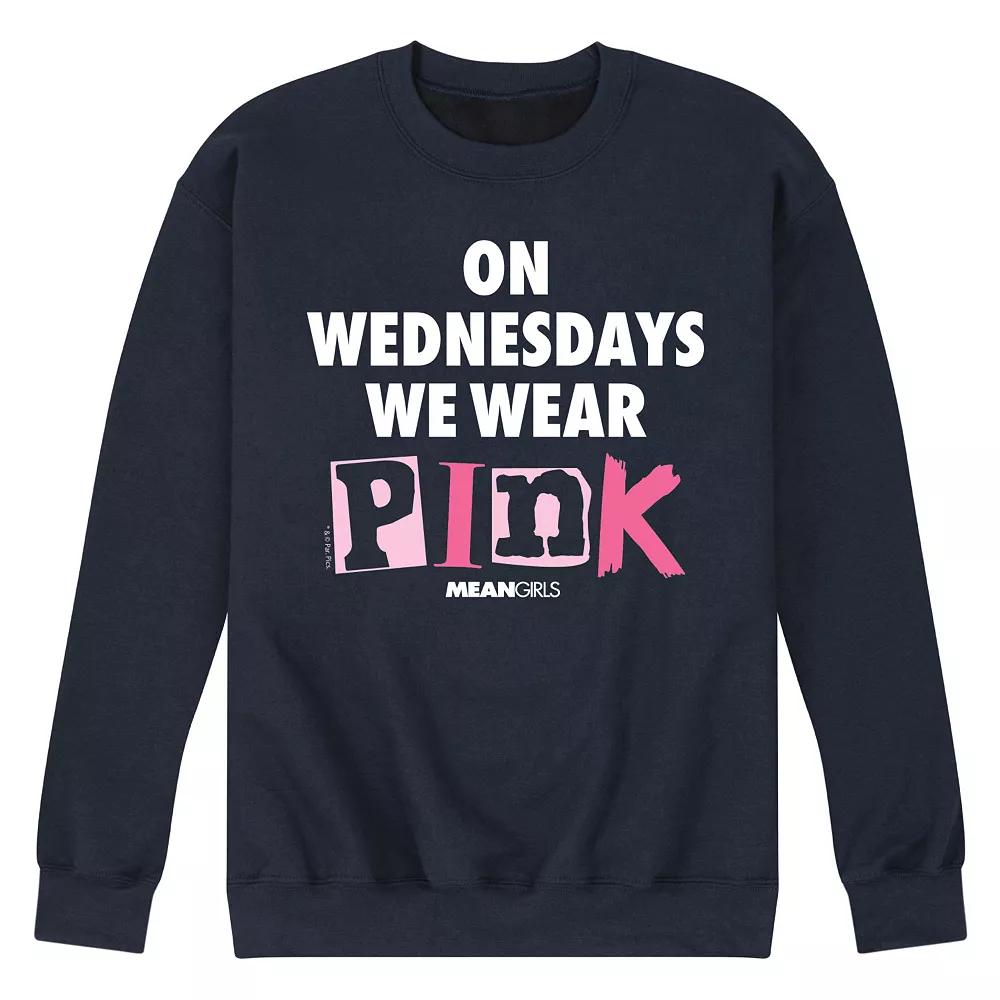 Men's Mean Girls Wednesdays We Wear Pink Fleece Sweatshirt,  Product Image