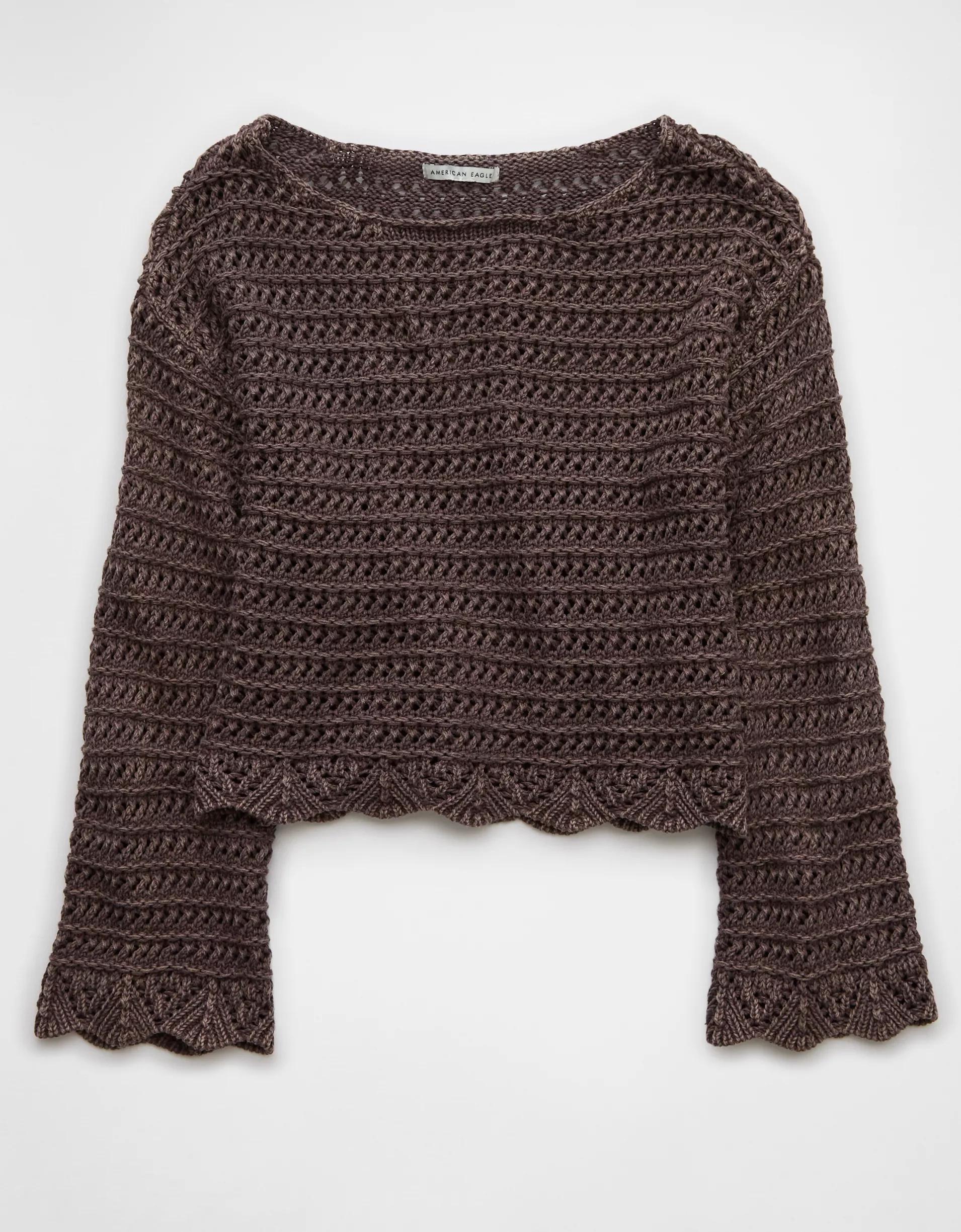 AE Ballet Neck Open Knit Sweater Product Image