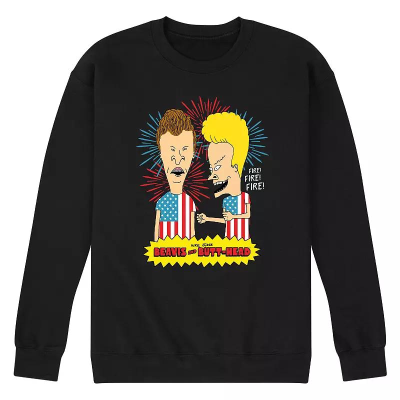 Mens Beavis And Butthead USA Firework Sweatshirt Blue Product Image
