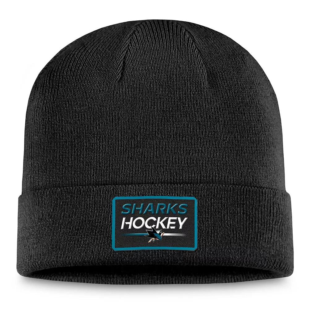 Men's Fanatics Branded Black San Jose Sharks Authentic Pro Cuffed Knit Hat, Sks Black Product Image