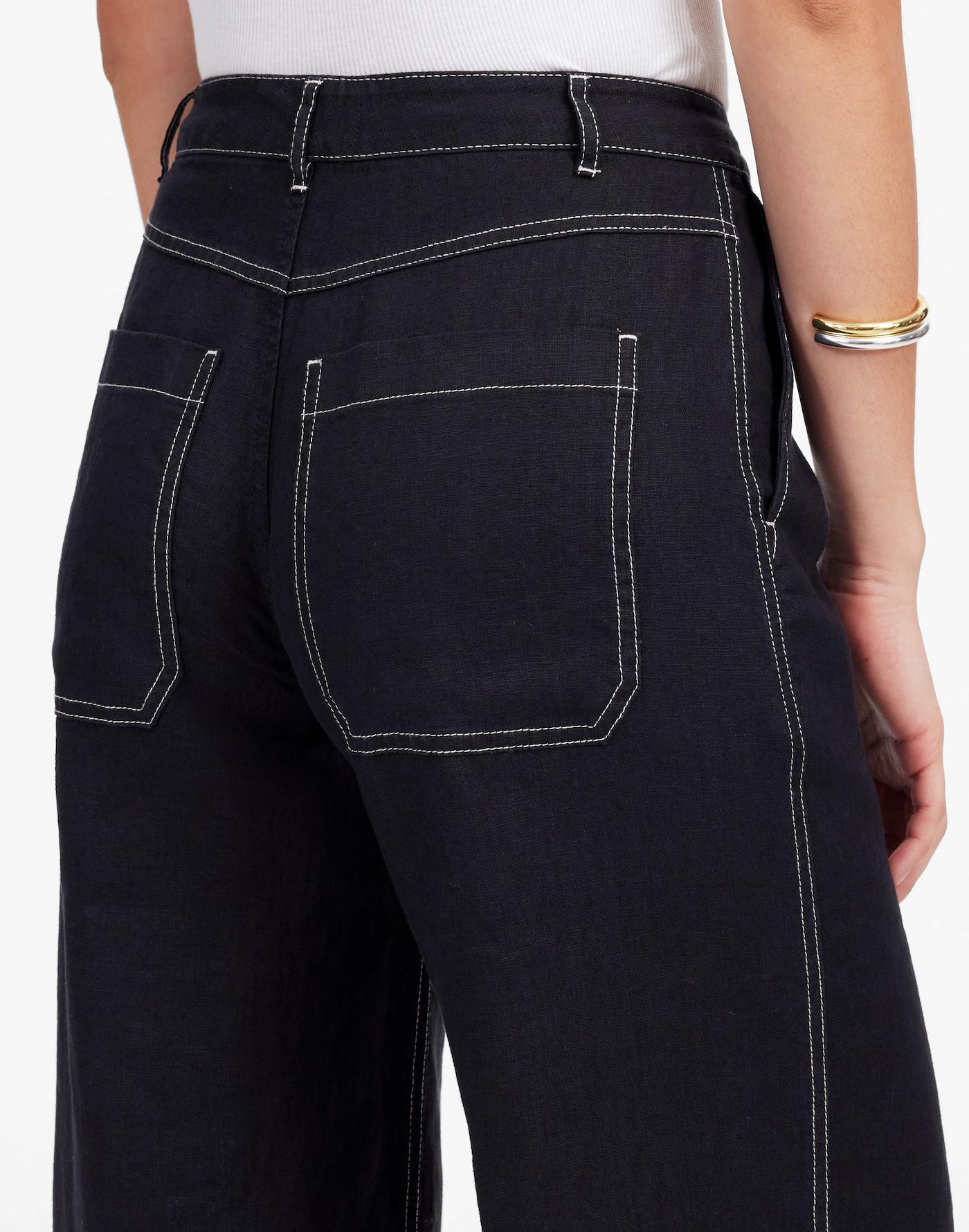 The Petite Zoe Relaxed Wide Pant in 100% Linen Product Image