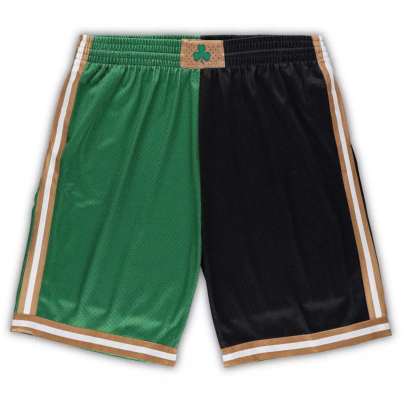 Men's Mitchell & Ness Kelly Green/Black Boston Celtics Big & Tall Hardwood Classics Split Swingman Shorts, Size: 5XB Product Image