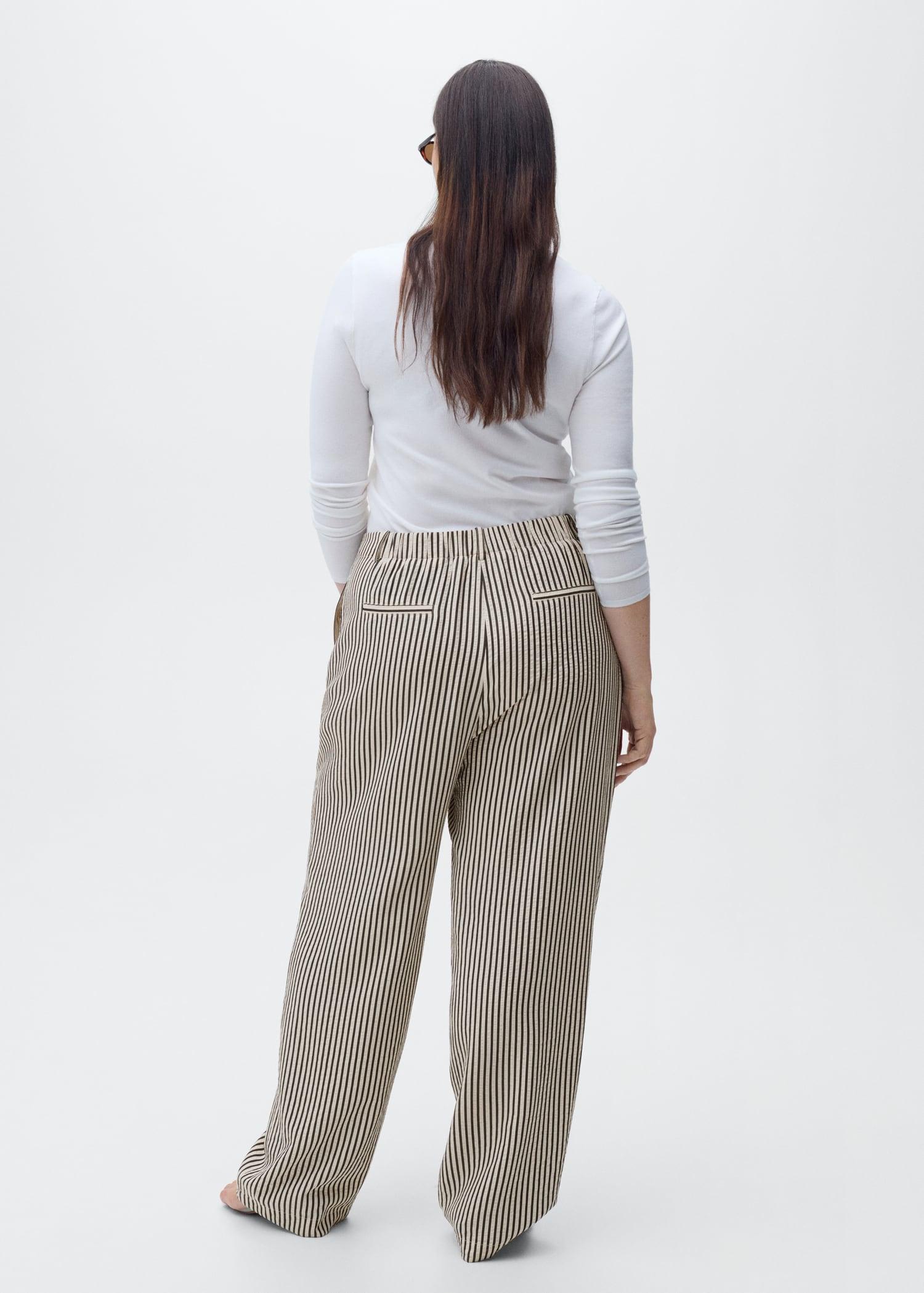 Texture striped pants - Women | MANGO USA Product Image