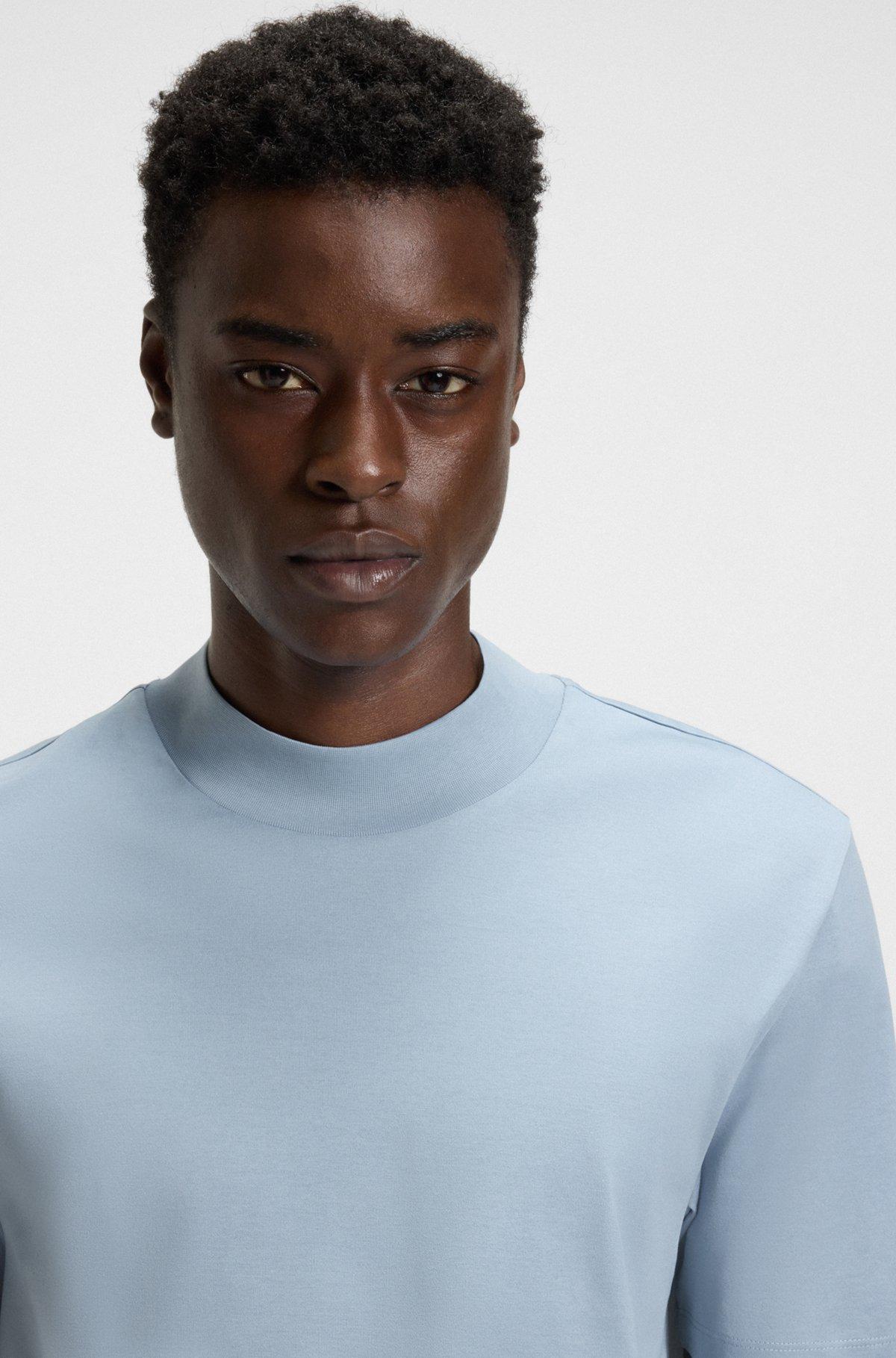 Slim-fit T-shirt in stretch cotton with stand collar Product Image