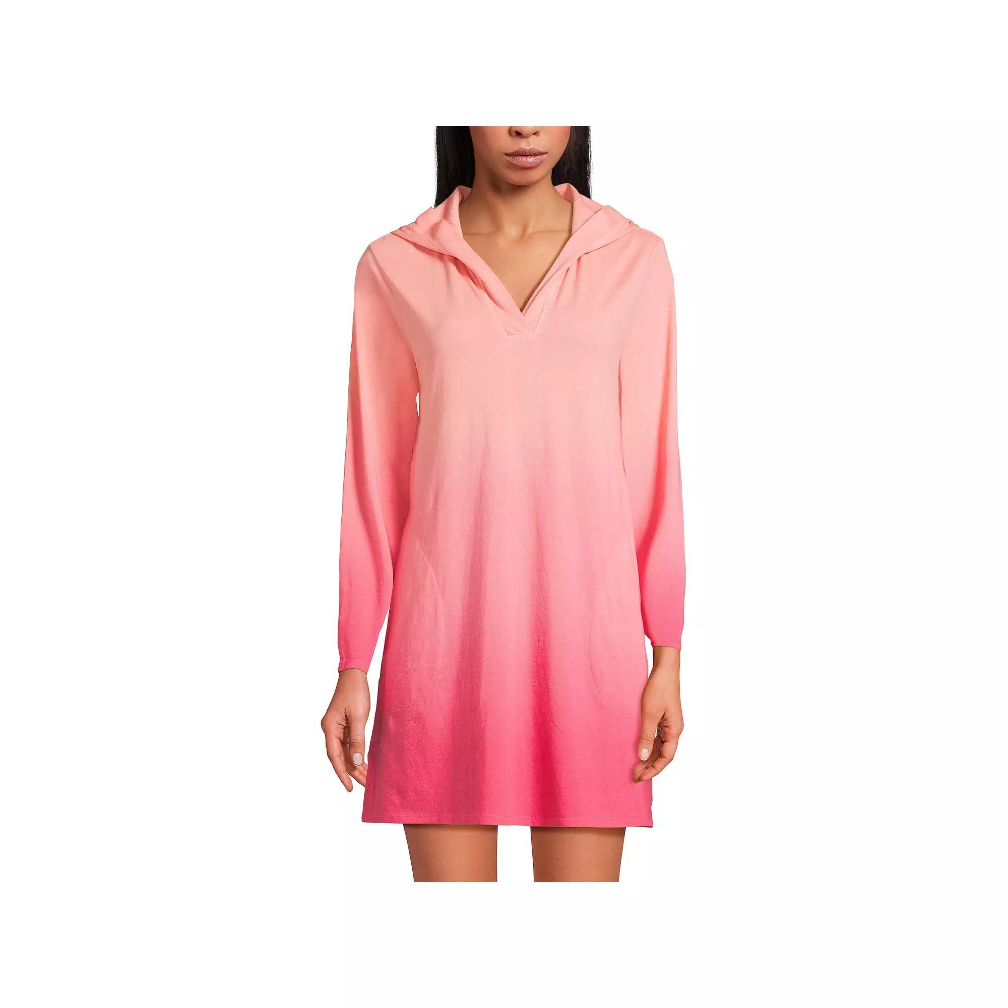 Women's Lands' End Cotton Jersey Hooded Cover-up Dress,  Product Image