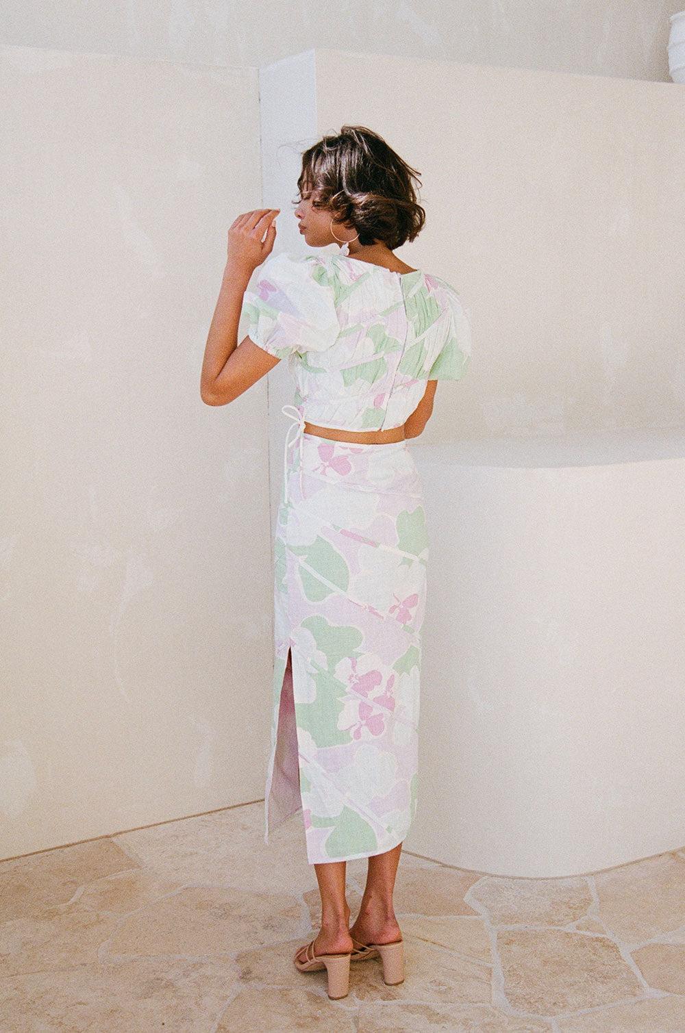 Elika Midi Skirt - Misty Floral Product Image