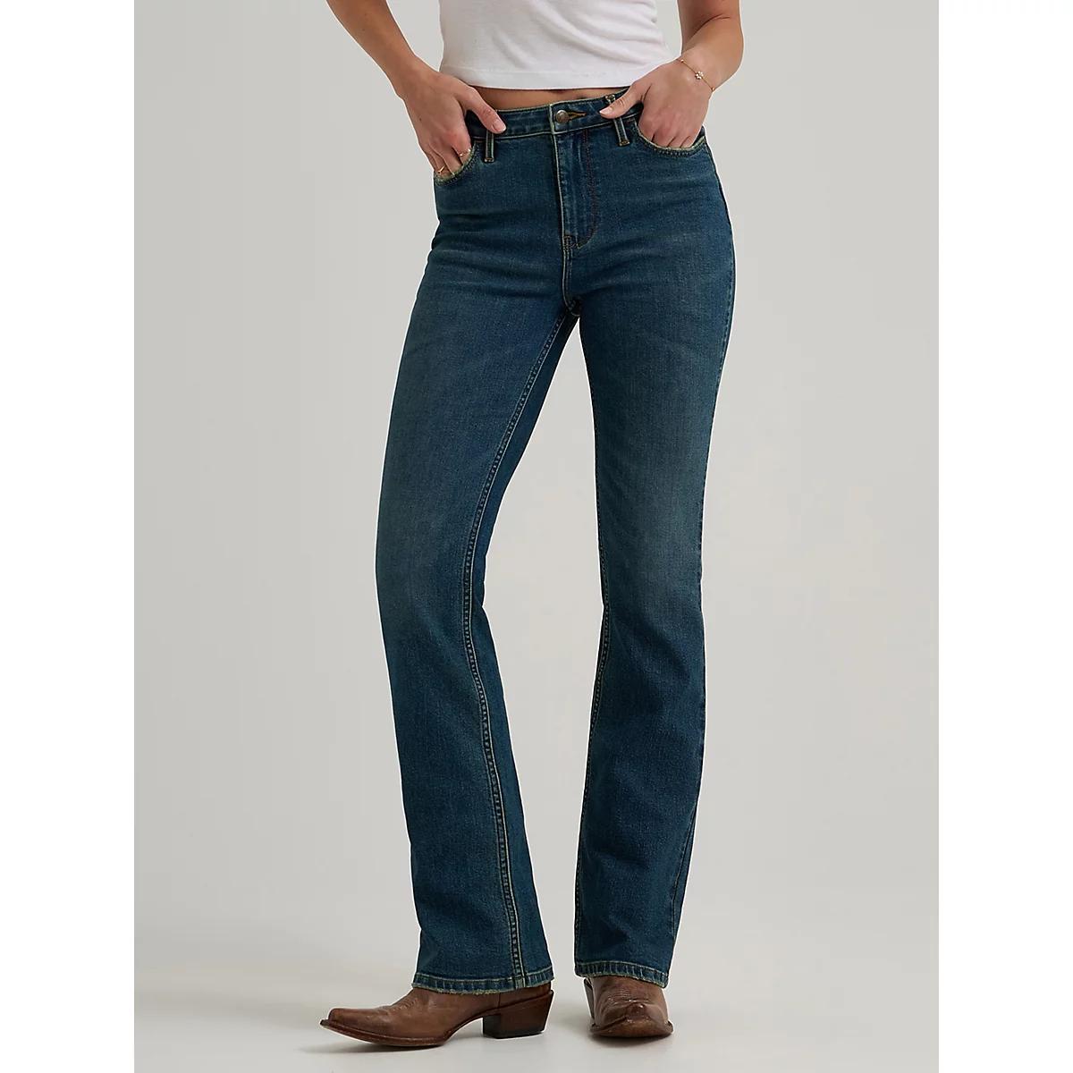 Women's Wrangler® High Rise Bold Boot Jean in Stormy Indigo Product Image